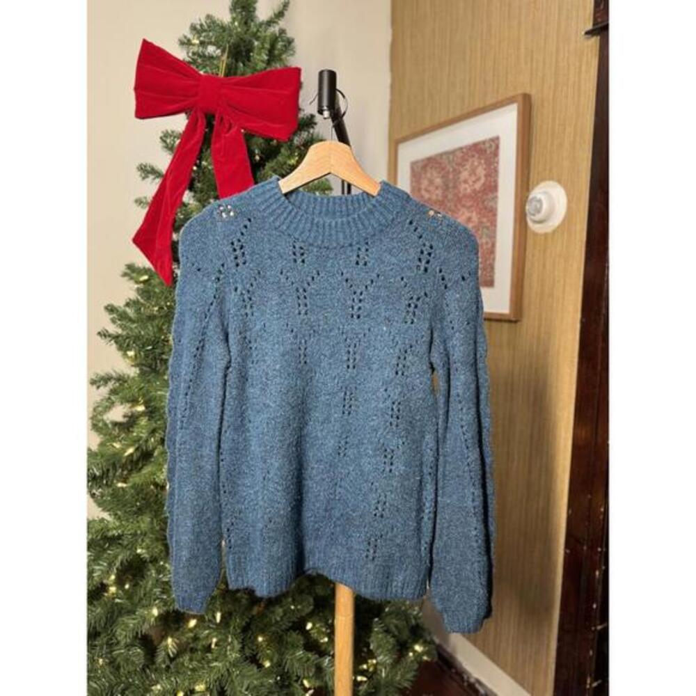 Gap Blue Knit Women's Sweater with Button Details
